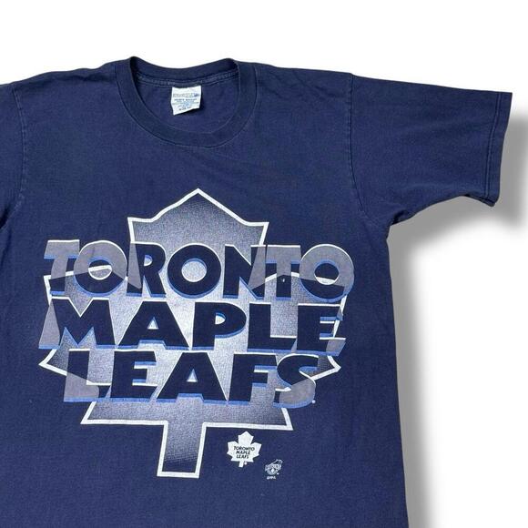 Vintage Toronto Maple Leafs T-Shirt Trench NHL Hockey Graphic Tee Medium 90s Y2K - Picture 3 of 8